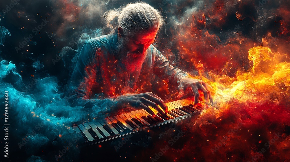 An abstract representation of a musician recovering their creative spark An abstract representation of a musician recovering their creative spark