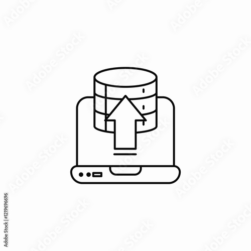 laptop database upload icon sign vector