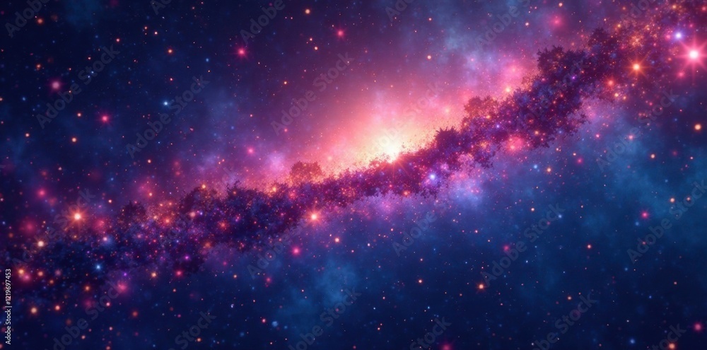 Fototapeta premium Colorful stars shining in the galaxy background, space, cosmos, universe