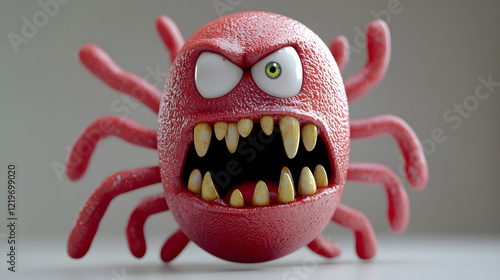 Eye-catching image of a red monster character perfect for use as a background for website banners social media graphics or illustrations for articles about cartoons animation or Halloween photo