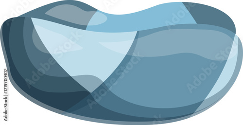 Smooth, overlapping shapes in shades of blue create a calming wave like abstract design