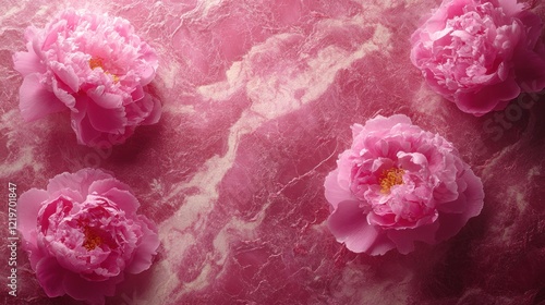 Wallpaper Mural Pink peonies on pink marble. Torontodigital.ca
