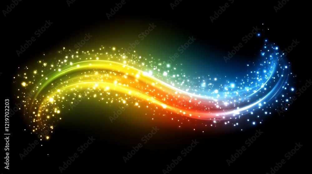 Obraz premium Colorful Light Trails With Sparkling Particles