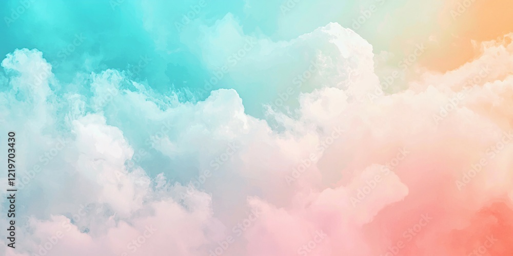 Fototapeta premium Soft Pastel Cloud Background with Turquoise and Peach Gradient