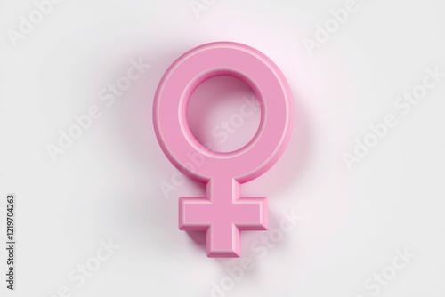 A 3D rendered pink female symbol, representing gender, femininity, and women. photo