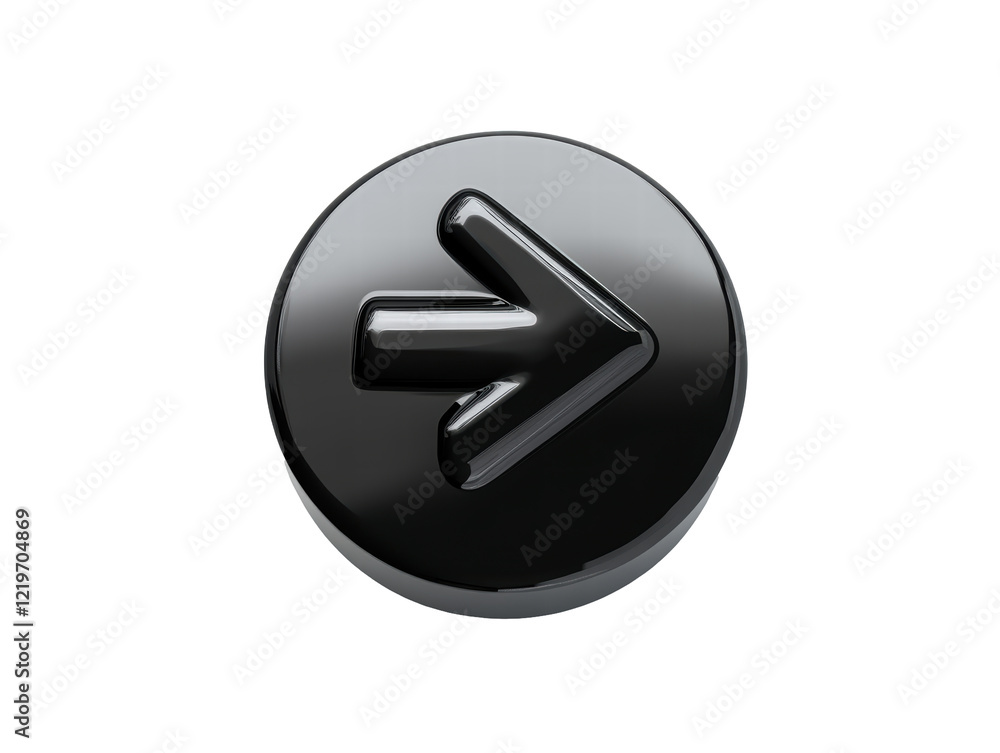 Isolated Black Glossy Circle Button with Arrow Isolated Black Glossy Circle Button with Arrow