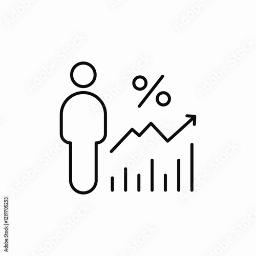 person rising chart icon sign vector