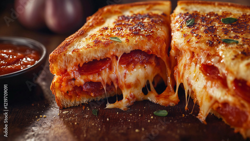 Cheese Stretch Goals: A Perfectly Grilled Pizza Sandwich photo