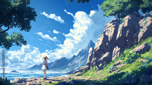 Remote and vast rocky cliffs, wild landscapes showcasing nature's untamed beauty and rugged terrain. Wild Cliffs. Illustration