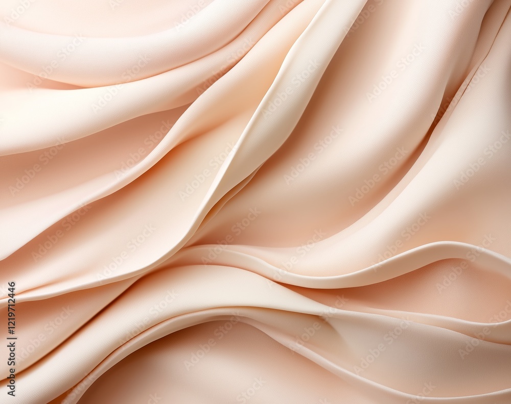 Obraz premium Close-up of flowing beige silk fabric with soft, elegant waves and smooth texture
