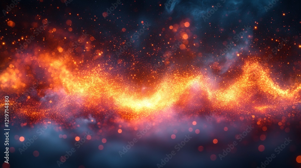Abstract Cosmic Galaxy with Fiery Orange Glow Abstract Cosmic Galaxy with Fiery Orange Glow