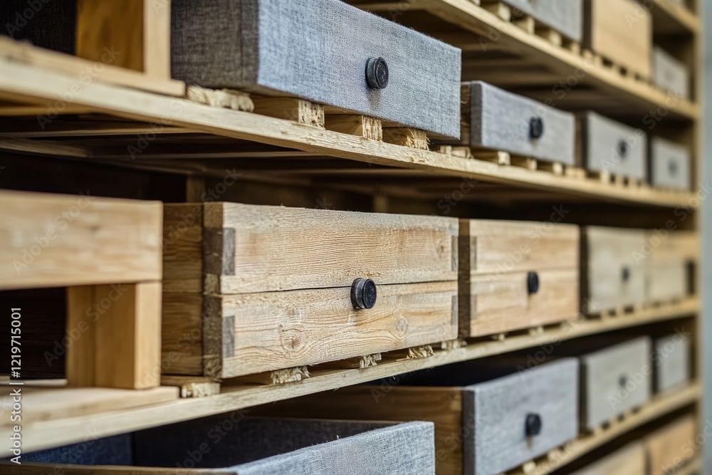 Obraz premium A collection of wooden containers piled high