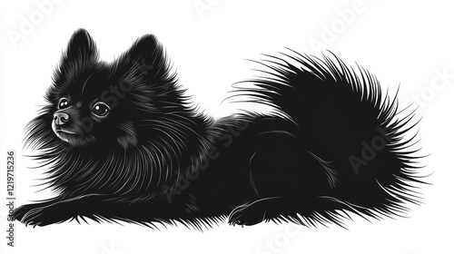 Cute Pomeranian Dog Isolated on White Background, ideal for pet lovers and animal themed projects photo