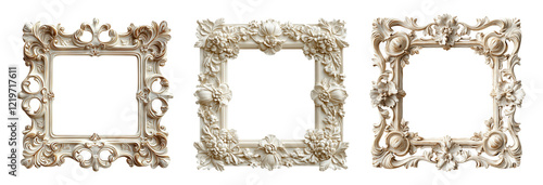 Ornate vintage picture frames isolated on a transparent background