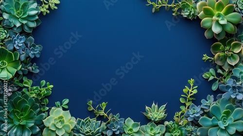 Wallpaper Mural Composition verdant foliage borders a calm blue background, blending vibrancy and serenity for an eye-catching design. Torontodigital.ca