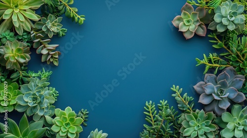 Wallpaper Mural Composition verdant foliage borders a calm blue background, blending vibrancy and serenity for an eye-catching design. Torontodigital.ca