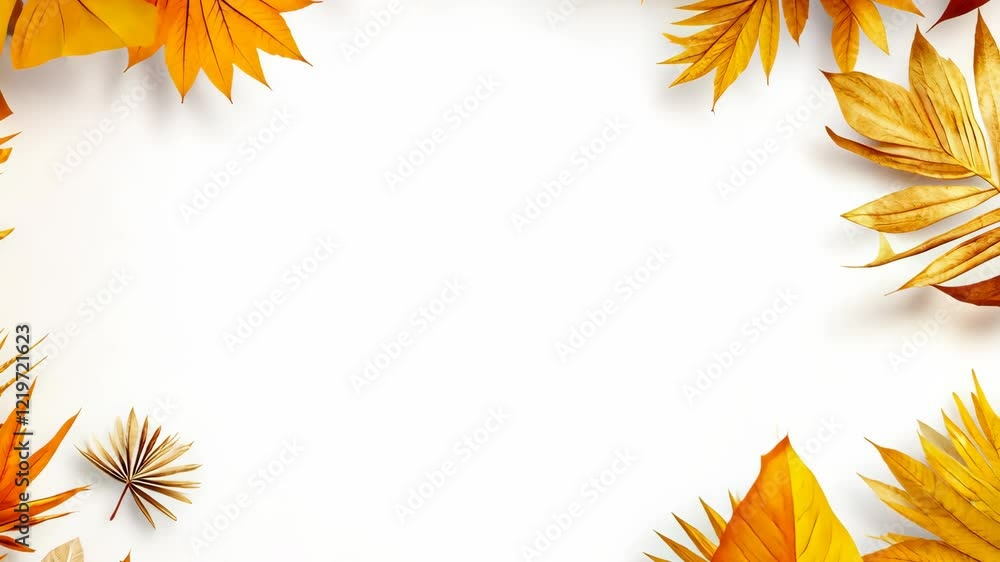 Autumn leaves arranged in a decorative layout around a blank space for creative projects or seasonal decorations Autumn leaves arranged in a decorative layout around a blank space for creative projects or seasonal decorations