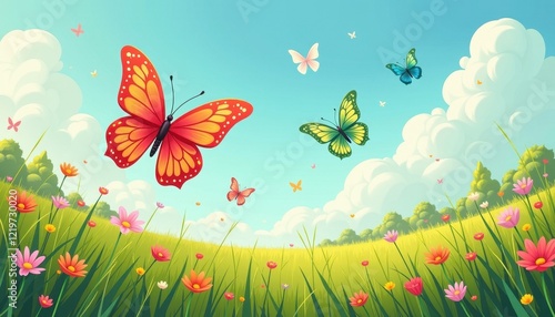 Vibrant Butterfly Garden Scene Celebrates World Cancer Day with Nature's Joy