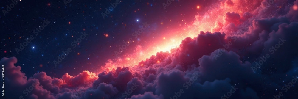 Comet's bright tail shining in the darkness of space, glow, comet Comet's bright tail shining in the darkness of space, glow, comet