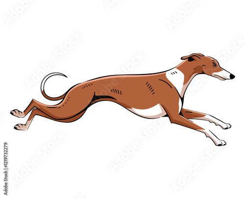 Greyhound dog jumping icon. Silhouette of a leaping greyhound, isolated on white. Sleek and dynamic design perfect for racing, pet, or athletic themes.