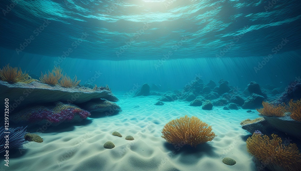 custom made wallpaper toronto digitalbeautiful underwater scene with a sandy ocean floor blue water and small rocks
