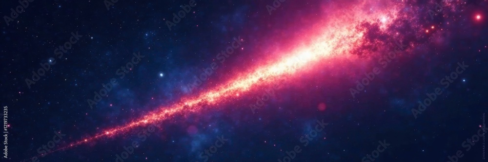 Naklejka premium Comet's tail shining bright against starry background, starry, dark, glow