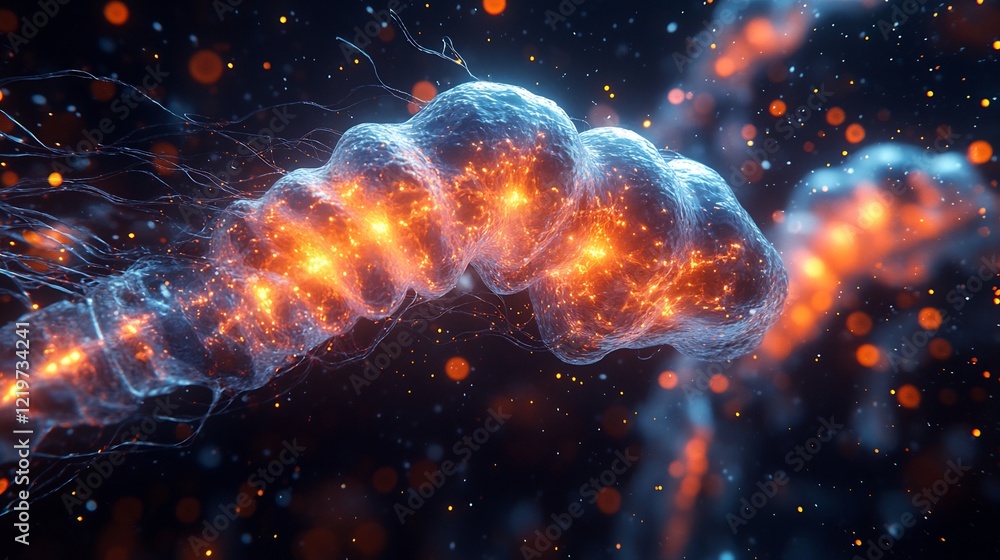 Artistic representation of glowing flagella Artistic representation of glowing flagella