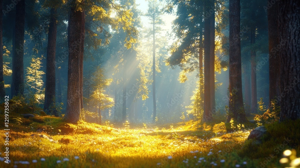 Obraz premium Sunlit forest path.