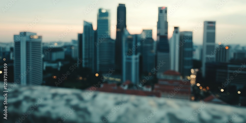 Obraz premium Captivating Blurred Cityscape at Dusk with vibrant colors and artistic atmospheric appeal