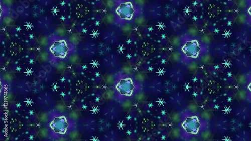 Wallpaper Mural Green, pink and yellow symmetric fractal star animation on dark purple background, full loop Torontodigital.ca