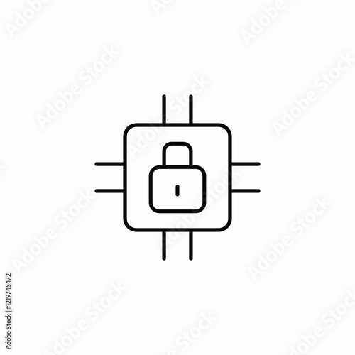 microchip lock icon sign vector