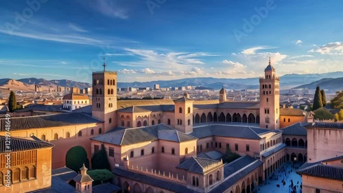 stunning panorama of Granada city Spain, sunny summer day, beautiful architecture