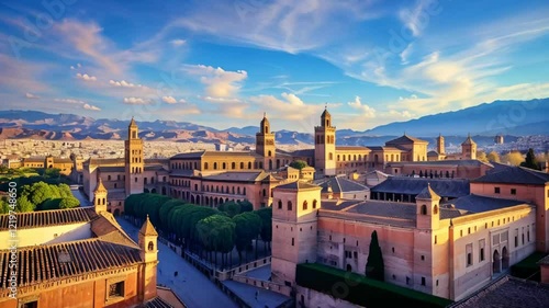 stunning panorama of Granada city Spain, sunny summer day, beautiful architecture
