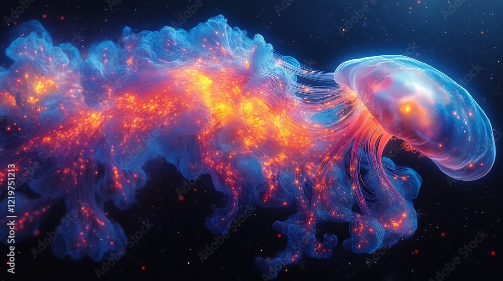 Bold representation of glowing ecosystem interdependence Bold representation of glowing ecosystem interdependence