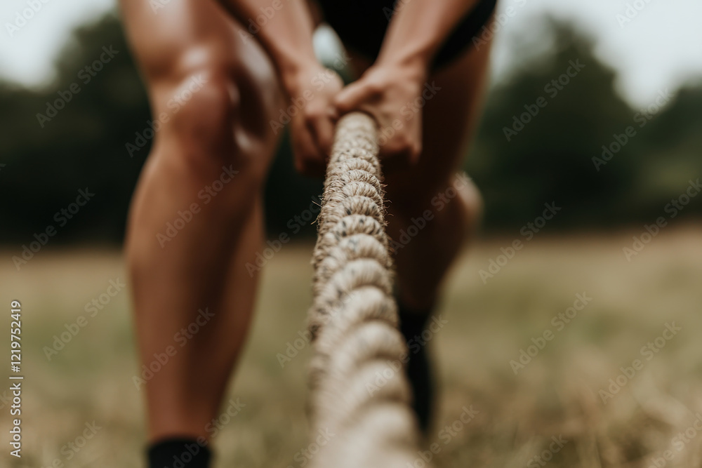 A woman is holding a rope in her hand A woman is holding a rope in her hand