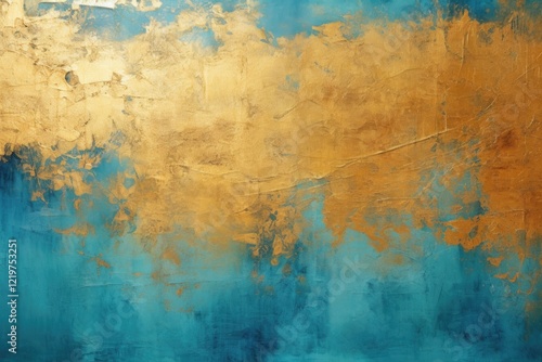 Abstract art gold blue teal illustration