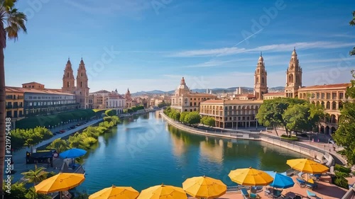 stunning panorama of Valencia city Spain, sunny summer day, beautiful architecture