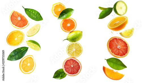 Wallpaper Mural Assortment of Citrus Fruit Slices, Floating on a Transparent Bac Torontodigital.ca