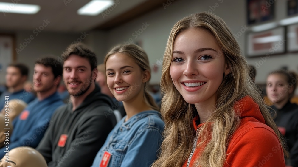 Fototapeta premium Learning First Aid Skills: Students Engaged in an Educational First Aid Class to Enhance Life-Saving Abilities and Preparedness