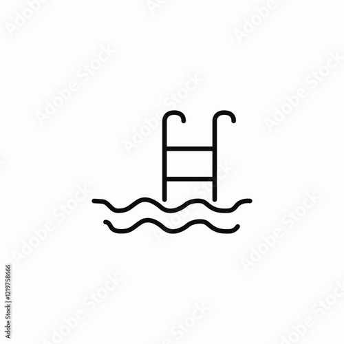 swimming ladder icon sign vector