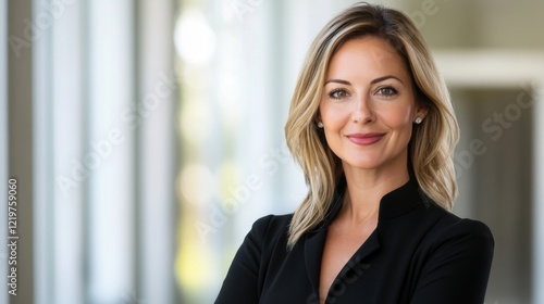 Confident Professional Woman Smiling in Modern Office Setting with Natural Light Free Download Confident Professional Woman Smiling in Modern Office Setting with Natural Light - GFXLoad