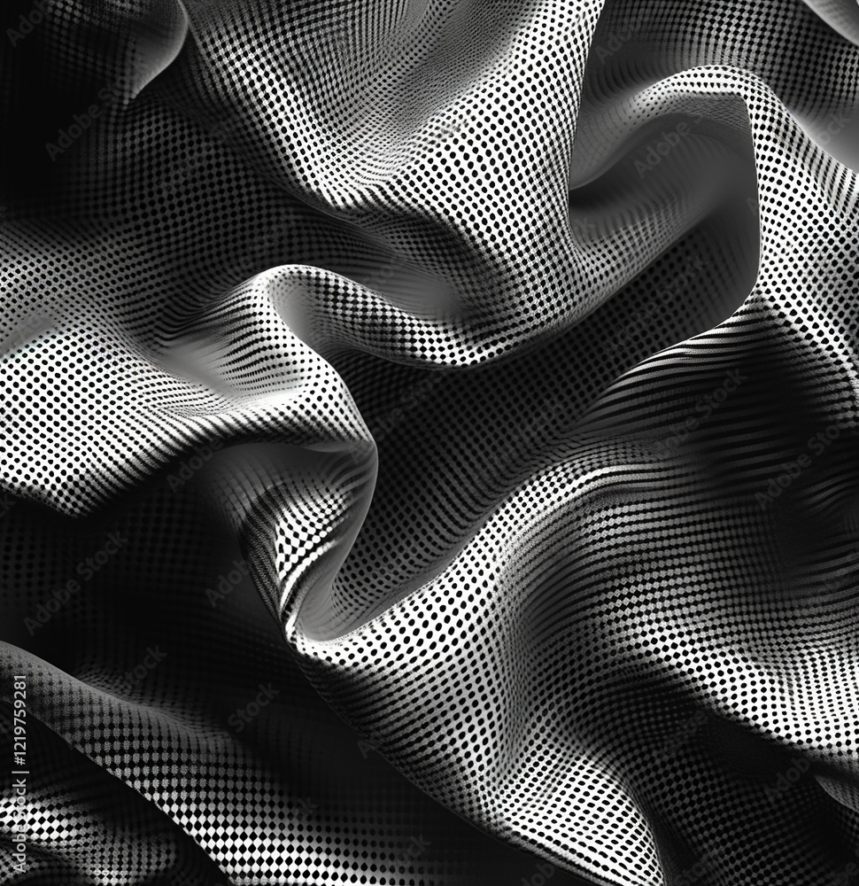 Naklejka premium Seamless Abstract Design Featuring Intersecting Lines in Pointillism, Flowing Draperies, Matte Textures, and Distorted Human Figures in Noir Aesthetic with 8K Detail and Surreal Artistry