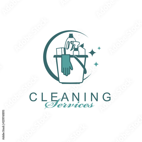 cleaning service design with chemical products in bucket isolated on white background