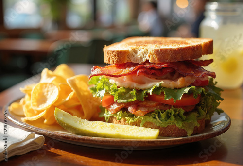 Mouthwatering BLT Sandwich with Cheese, Lettuce, Tomato, and Crispy Bacon