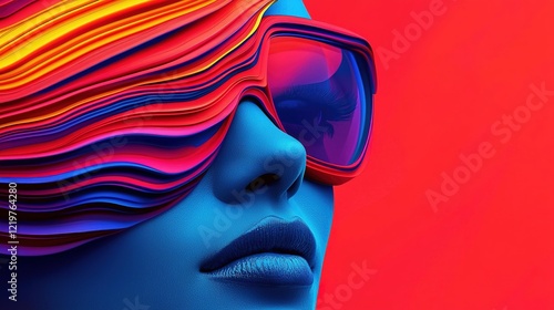 Vibrant colorful portrait abstract fashion photography studio modern art close-up creative vision photo