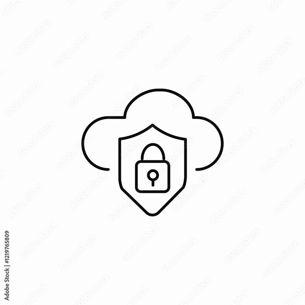 cloud protection lock icon sign vector cloud protection lock icon sign vector