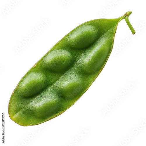 Close-up of vibrant green pea pod. transparent background photo