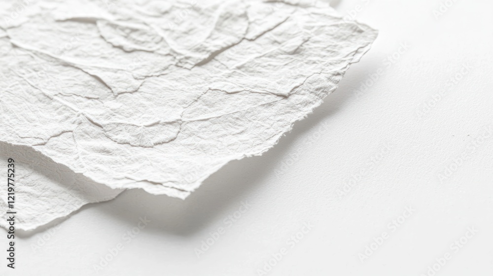 Obraz premium Close-up of textured, torn white paper edges.