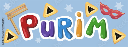 Happy Purim banner, vector illustration