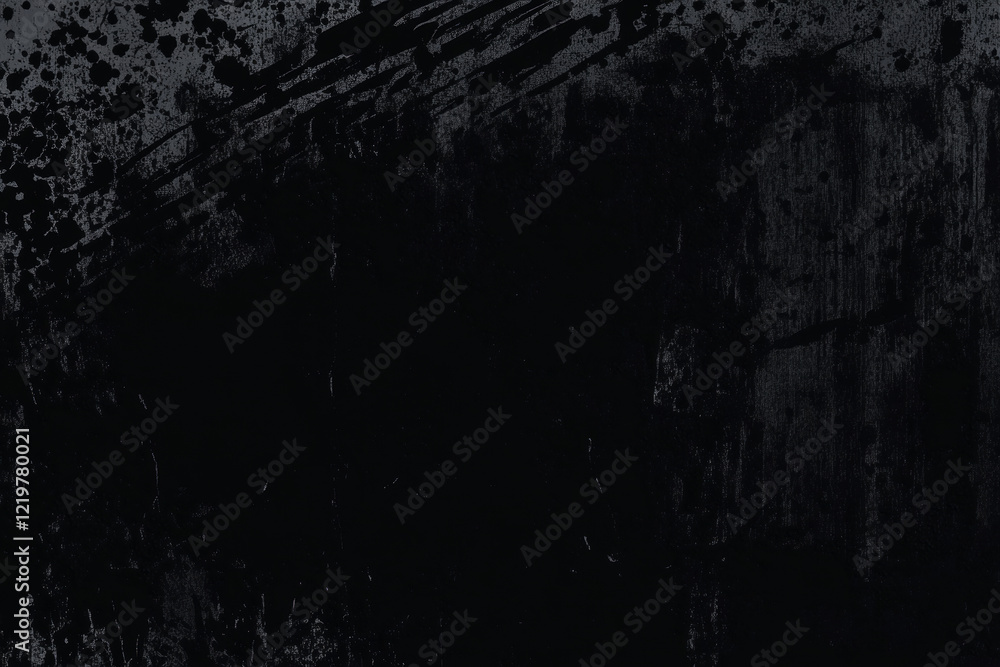 Black grunge background with paint splatter effects and textured distressed details. Black grunge background with paint splatter effects and textured distressed details.